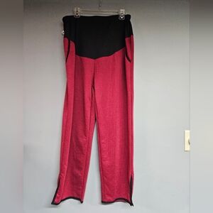 Red Maternity Large Women's Track Pants Loungewear Activewear Wide Leg